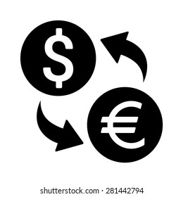 Dollar to euro foreign currency exchange flat vector icon for apps and websites