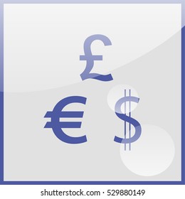 Dollar, Euro and Pound icons.