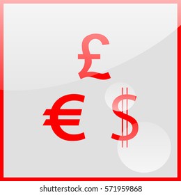 Dollar, Euro and Pound icons.