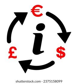 Dollar euro pound money change icon, trade cash information web symbol vector illustration .