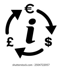 Icono del cambio de dinero de la libra del euro del dólar, Ilustración vectorial del símbolo del Web de la información del efectivo comercial .