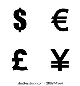 Dollar , Euro , Pound and Yen sign