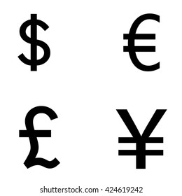 Dollar , Euro , Pound and Yen sign