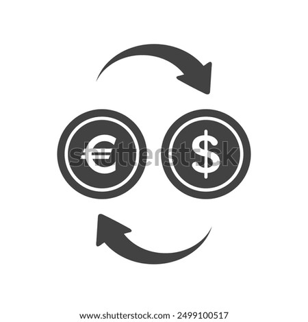 Dollar euro rate increase sign, Money payout investment icon, Dollar growth vector sign isolated.