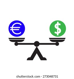 Dollar euro scales icon vector illustration