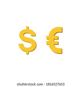 dollar euro signs. money logo Stock vector illustration