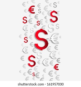 Dollar and Euro signs on the background.