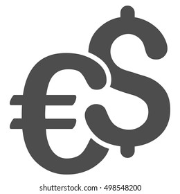Dollar and Euro Symbols icon. Vector style is flat iconic symbol, gray color, white background.