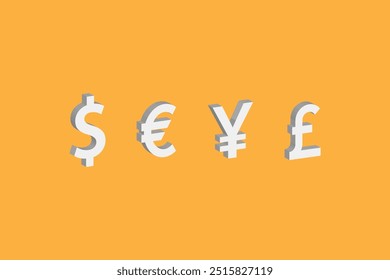 dollar, euro, yen, pound sterling currency isometric style. 3d currency icons