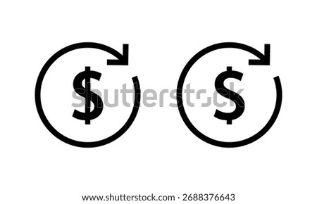 Dollar exchange arrow icon. Money circulation and financial transaction loop symbol