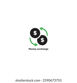 Dollar exchange icon logo flat vector design