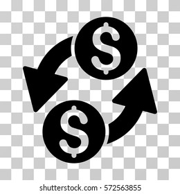Dollar Exchange icon. Vector illustration style is flat iconic symbol, black color, transparent background. Designed for web and software interfaces.