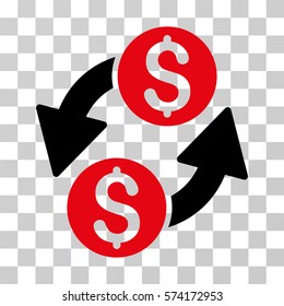 Dollar Exchange icon. Vector illustration style is flat iconic bicolor symbol, intensive red and black colors, transparent background. Designed for web and software interfaces.