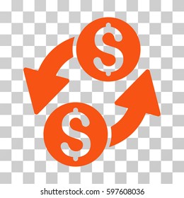 Dollar Exchange icon. Vector illustration style is flat iconic symbol, orange color, transparent background. Designed for web and software interfaces.
