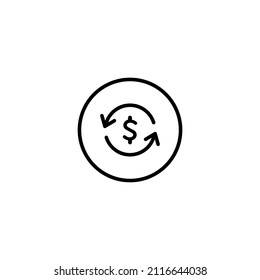 Dollar-Exchange-Symbol-Vektorgrafik im Zeilenstil