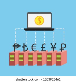 Dollar exchange and money servers. Vector illustration design.