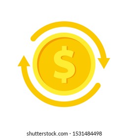 Dollar exchange rate, current currency fluctuations,Vector dollar bank note and coin, icon illustrations and vector