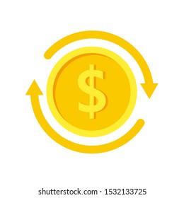 Dollar exchange rate, current currency fluctuations,Vector dollar bank note and coin, icon illustrations and vector