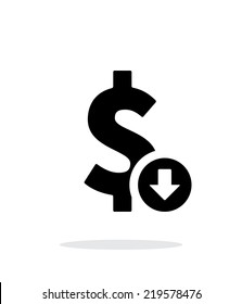 Dollar exchange rate down icon on white background. Vector illustration.