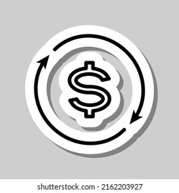 Dollar exchange simple icon vector. Flat design. Sticker with shadow on gray background.ai