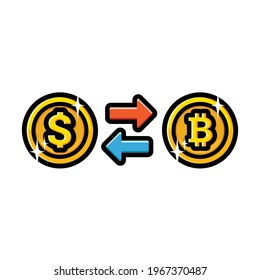 dollar exchange vector design with bitcoin