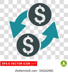 Dollar Exchange vector icon. Image style is a flat soft blue pictograph symbol.