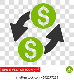 Dollar Exchange vector icon. Image style is a flat eco green and gray iconic symbol.