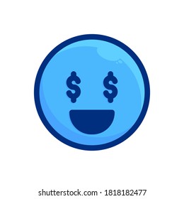 dollar eye, blue outline emoji icon