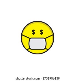 dollar eyes face icon with mask vector eps