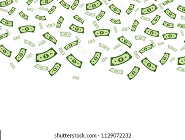 Dollar falling from above isolated on white background. Vector illustration.