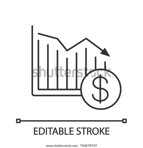 Dollar Falling Linear Icon Statistics Diagram Stock Vector (Royalty ...