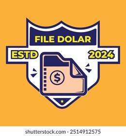 Diseño del Vector de la ilustración de la insignia del archivo del dólar con el disco en estilo colorido y simple. conveniente para los logotipos, los iconos, los carteles, los anuncios, los Anuncios, las empresas, los diseños de la camiseta, las pegatinas, los Sitios web.