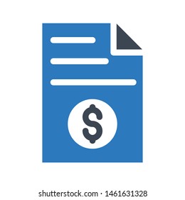dollar file glyph colour vector icon