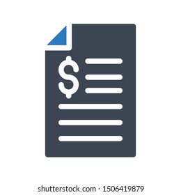 dollar file glyph colour vector icon