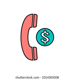 Dollar finance handle handset money phone telephone icon. Vector illustration