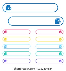 Dollar financial report icons in rounded color menu buttons. Left and right side icon variations.