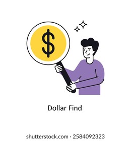 Dollar Find  Concept vector illustration.  isolated on white Background.