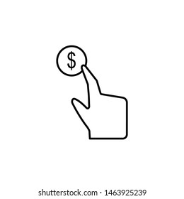 Dollar, finger, gestures icon. Element of corruption icon. Thin line icon on white background