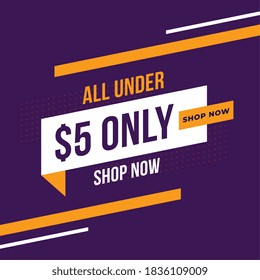 dollar five only store promotional banner design