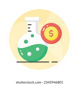 Dollar with flask denoting concept vector of financial research