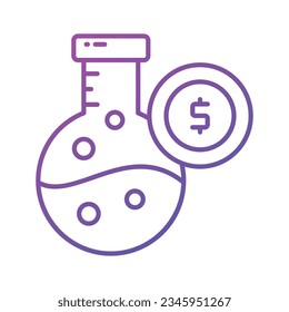 Dollar with flask denoting concept vector of financial research