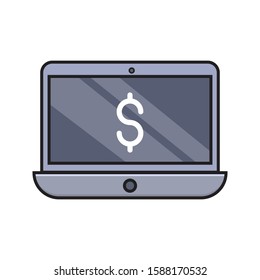 dollar flat color line icon 