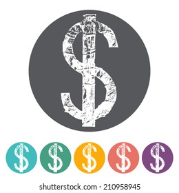Dollar flat icon set currency symbol. Vector illustration.