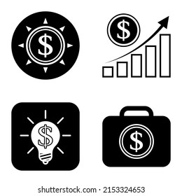 Dollar Flat Icon Set Isolated On White Background