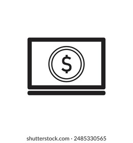 Dollar flat icon sign laptop vector