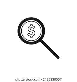 Dollar flat icon sign magnifying glass vector