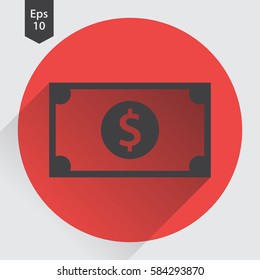 Dollar Flat Icon. Simple Sign Of Money. Vector Illustrated Symbol