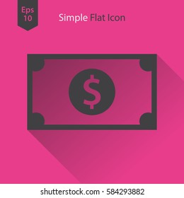 Dollar Flat Icon. Simple Sign Of Money. Vector Illustrated Symbol