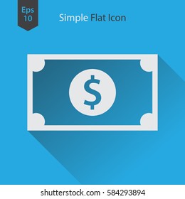 Dollar Flat Icon. Simple Sign Of Money. Vector Illustrated Symbol