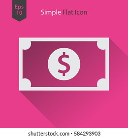 Dollar Flat Icon. Simple Sign Of Money. Vector Illustrated Symbol